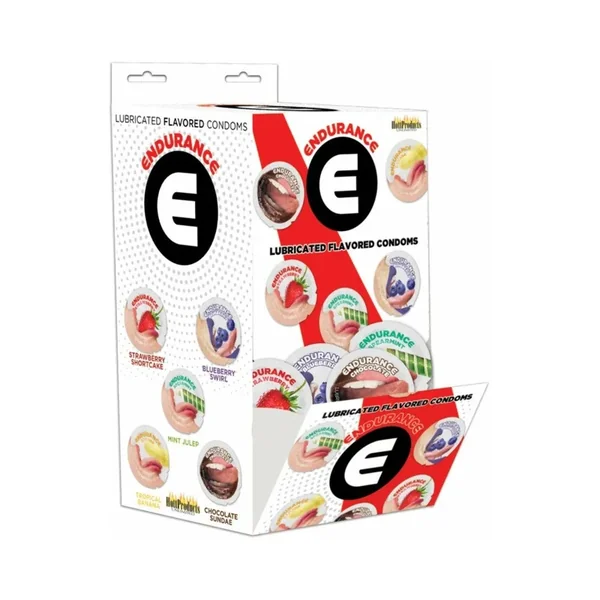 Endurance Lubricated Flavored Condoms Display 144 pcs