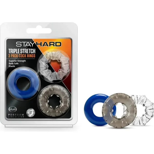 Erection Ring - Stay Hard - Triple Stretch 3 Pack Cock Rings