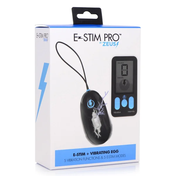 E-Stim Pro Silicone Vibrating Egg With Remote Control - Black