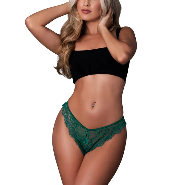 Exposed Evermore Sheer Eyelash Lace Split Crotch Panty