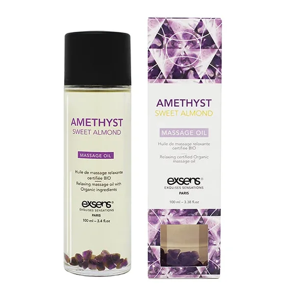 EXSENS of Paris Organic Massage Oil w/Stones – Amethyst Sweet Almond