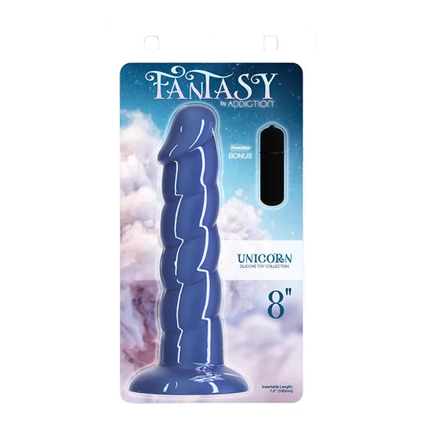 Fantasy Addiction 8" Unicorn Dildo - Blue