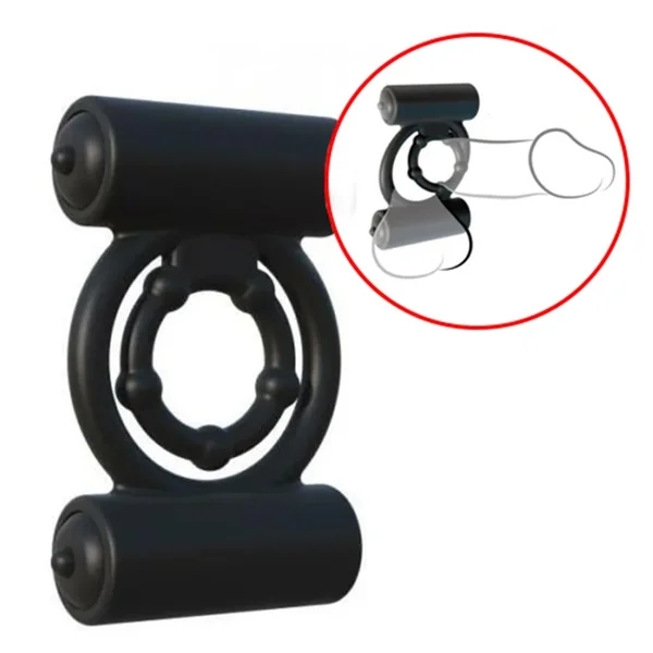 Fantasy C Ringz Extreme Double Trouble Vibrating Silicone Penis Ring Waterproof Black