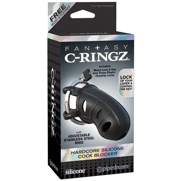 Fantasy C-ringz Hardcore Silicone Cock Blocker - Black
