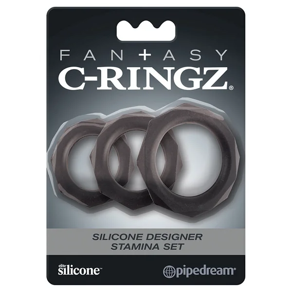 Fantasy C-Ringz Silicone Designer Stamina Set - Black (3 Pack)
