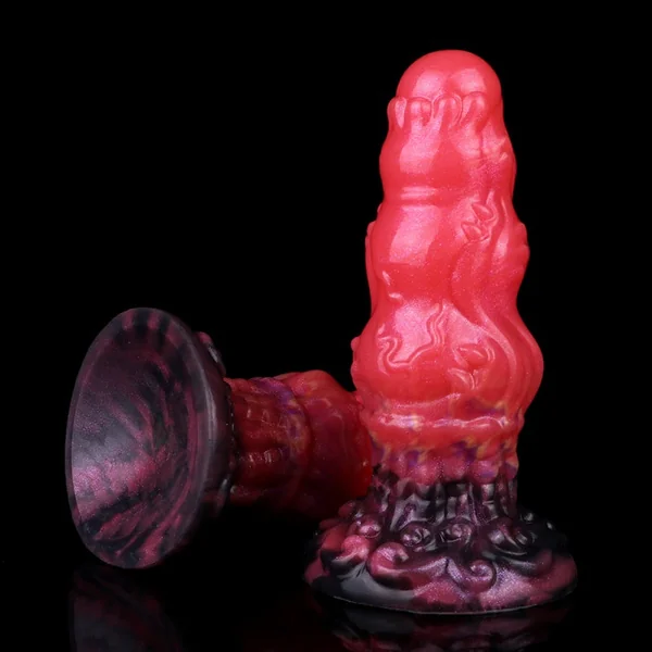 Fantasy Dragon Silicone Dildo Buttplug – Blood-Red Silicone Vaginal Masturbation Tool for Women