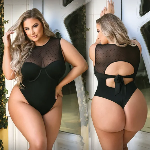 Fantasy Lingerie Raven High Neck Bodysuit-Black 3X/4X