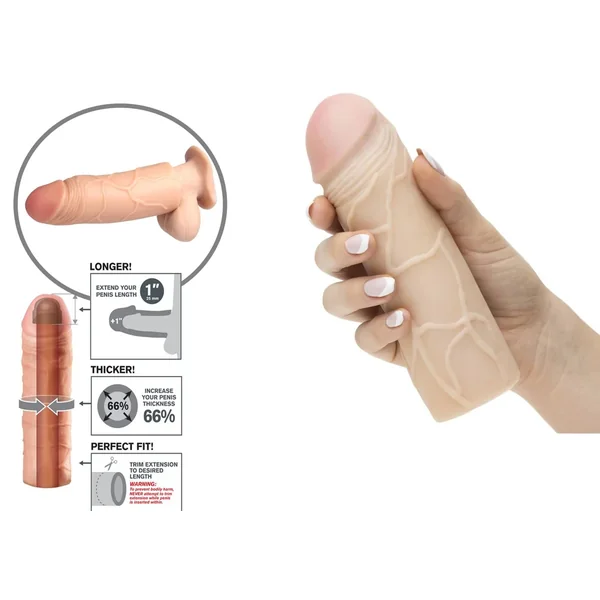 Fantasy Xtensions Mega 1 Inch Extension Realistic Penis Sleeve Flesh 7 Inch