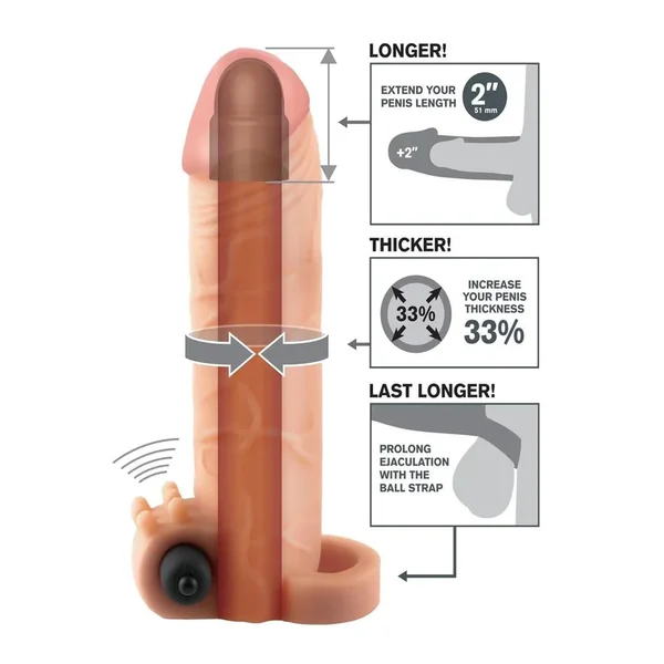 Fantasy X-Tensions Vibrating Real Feel 2in Extension Sleeve 6.5in – Vanilla