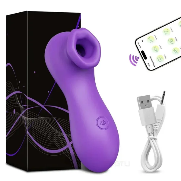 Female Clit Sucker Vibrator Vacuum Nipple Stimulator for Couples - Purple