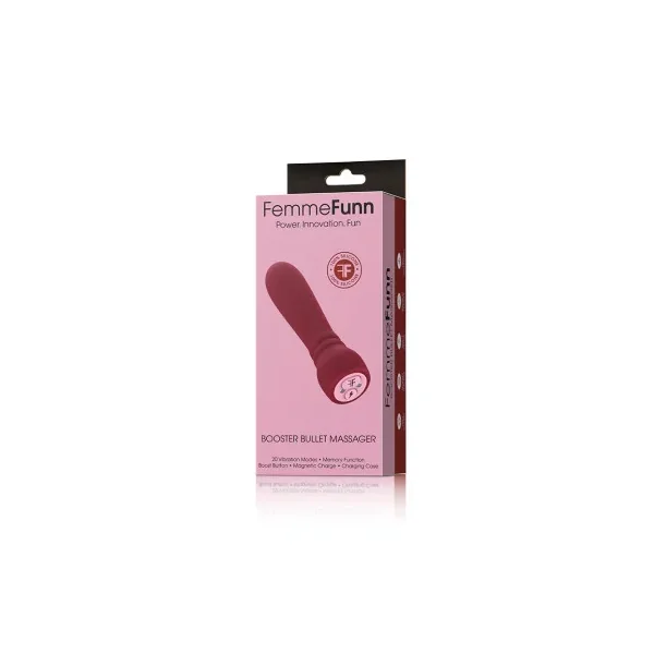 FemmeFunn Booster Bullet Massager Rechargeable Silicone Vibrator, Maroon