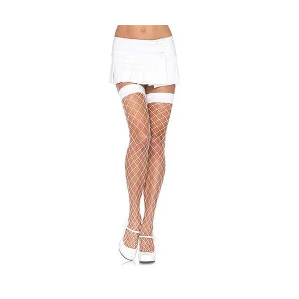 Fence Net Thigh Highs - One Size - White
