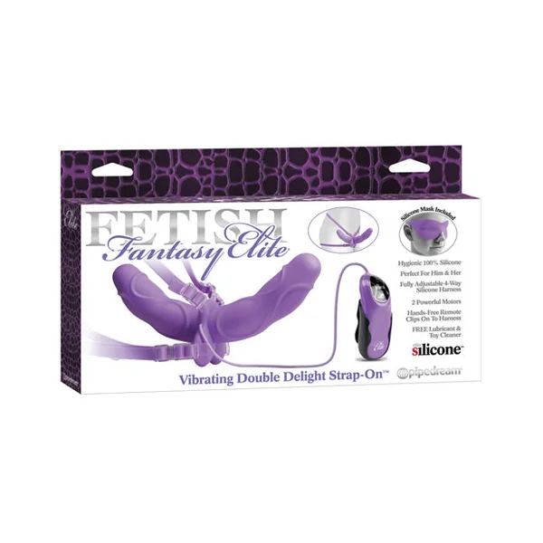 Fetish Fantasy Elite Vibrating Double Delight Strap On W-mask - Purple
