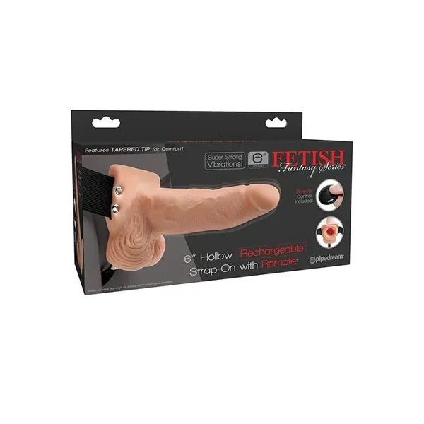 Fetish Fantasy Series 6″ Hollow Rechargeable Strap On w/Remote – Flesh
