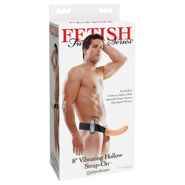 Fetish Fantasy Series 8″ Vibrating Hollow Strap On – Brown