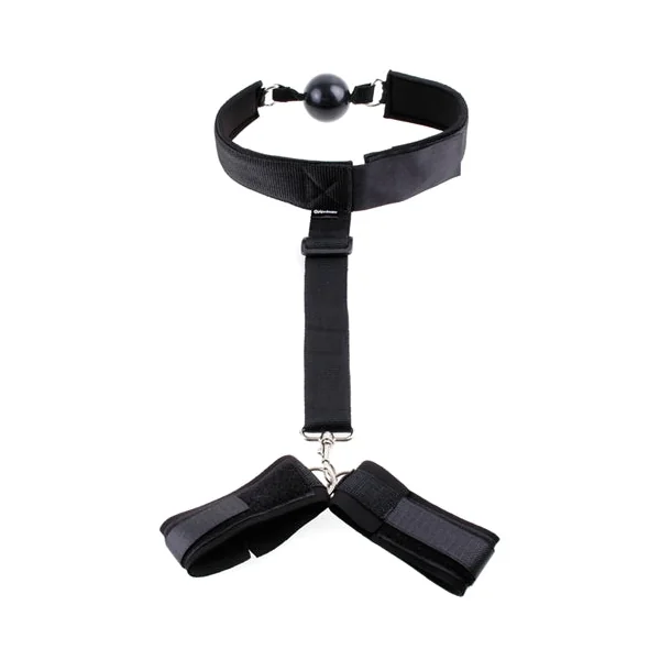 Fetish Fantasy Series Gag and Wrist Restraint - Black
