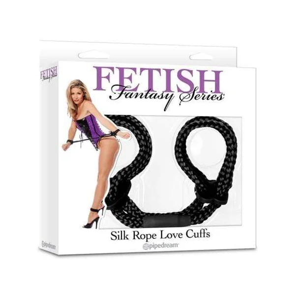 Fetish Fantasy Series Silk Rope Love Cuffs - Black