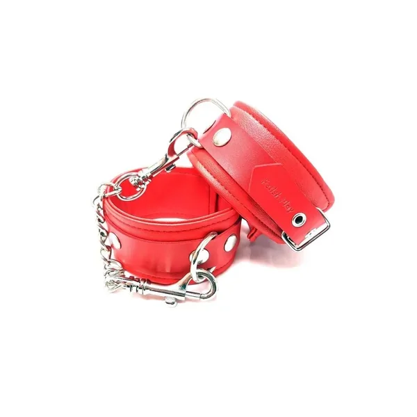 Fetish Play Ankle Cuffs Vegan Leather – Red
