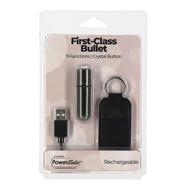 First Class Mini Rechargeable Bullet W-crystal - 9 Functions Gun Metal