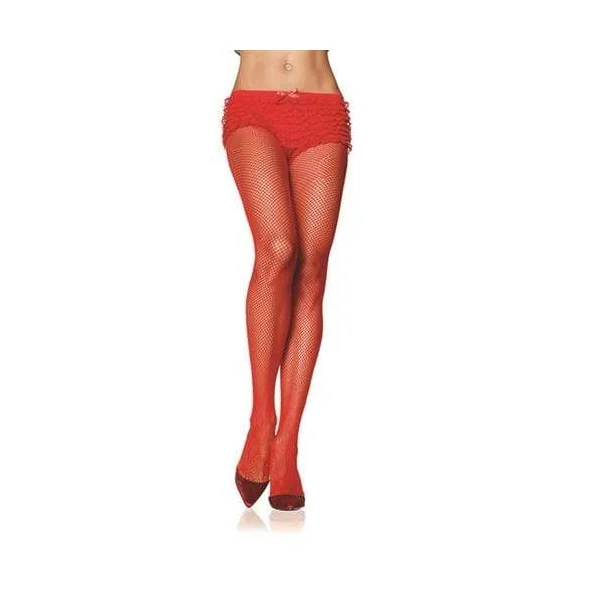 Fishnet Pantyhose - Queen Size - Red