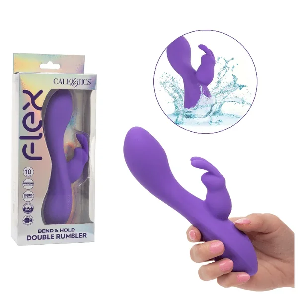 Flex Bend Hold Dbl Rumbler Rabbit Vibrator Purple