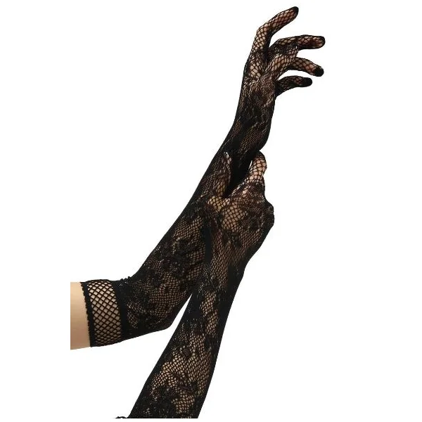 FLOWER LACE OPERA GLOVE BLACK