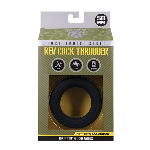 Fort Troff Rev Cock Throbber Vibrating Cock Ring - Large, Black