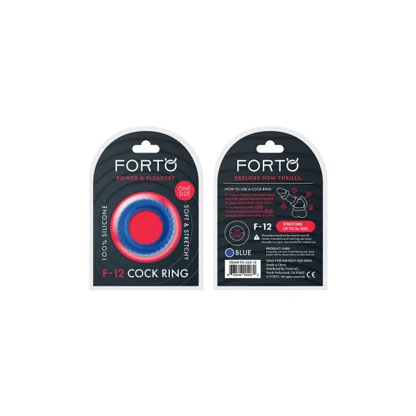 Forto F-12 Liquid Silicone Cock Ring 35mm, Blue