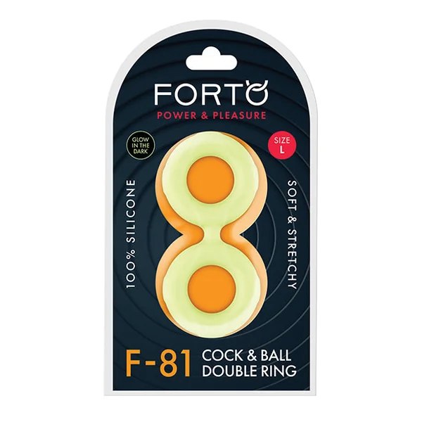 Forto F-81 51mm Double Ring Liquid Silicone Cock Ring - Glow In The Dark