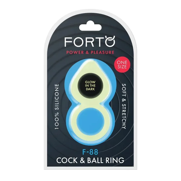 Forto F-88 Double Ring Liquid Silicone Cock Ring – Glow in the Dark