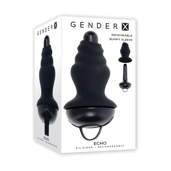 Gender X ECHO Vibrating Shaft w/Removable Silicone Sleeve - Black