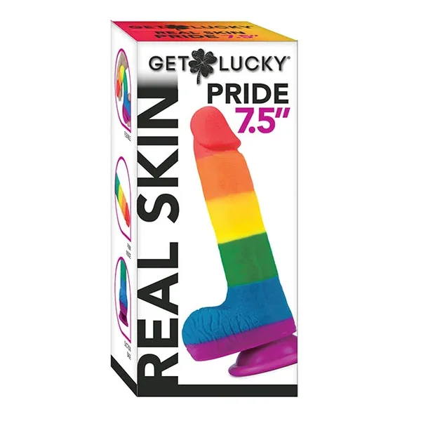 Get Lucky 7.5″ Real Skin Dildo – Pride