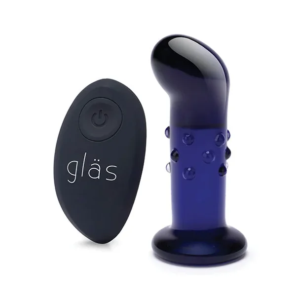 Glas 4″ Rechargeable Vibrating Dotted G Spot/P Spot Plug – Blue