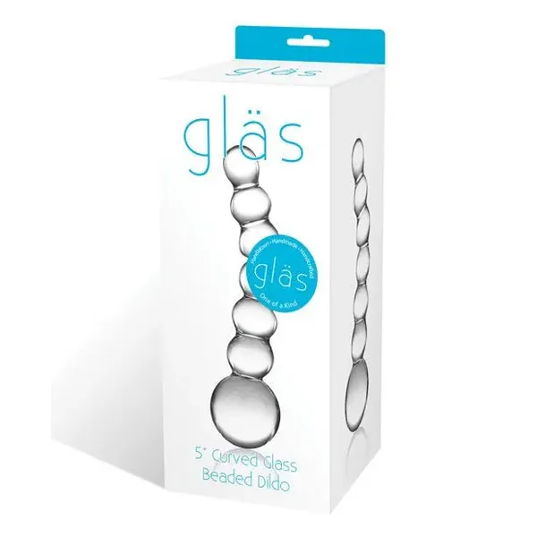 Glas 5" Curved Glass Beaded Dildo