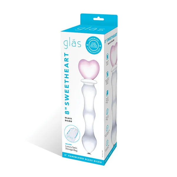 Glas 8" Sweetheart Glass Dildo - Pink-clear