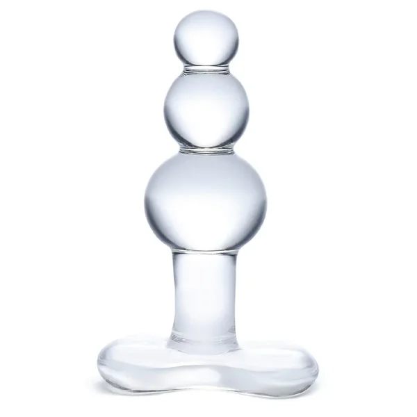 Glas Beaded Glass Butt Plug with Tapered Base – Clear