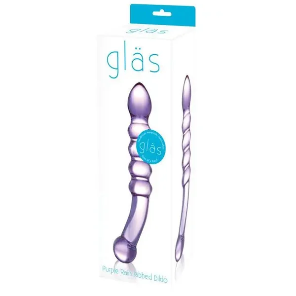 Glas Purple Rain Ribbed Glass Dildo