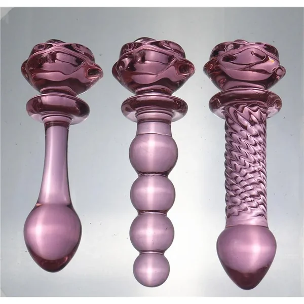 Glass Anal Plug In The Shape Of Rose Flower
