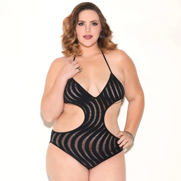 Glitter Swirl Knit Cutout Halter Teddy - Curvy