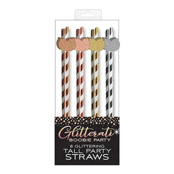 Glitterati Boobie Party Tall Straws - Pack Of 8
