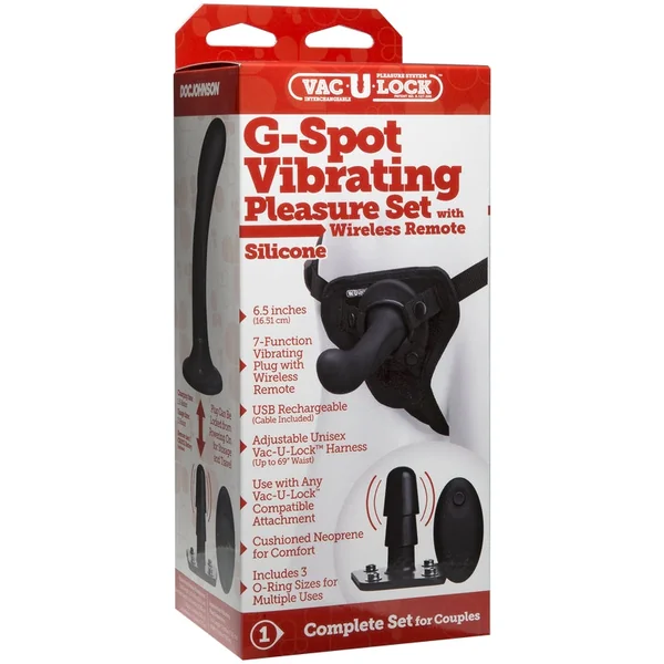 G-Spot Vibrating Pleasure Set Harness Strap On With Wireless Remote 6.5" by Doc Johnson