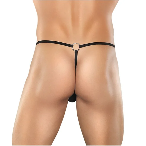 G-STRING W/FRONT RING BLACK S/M