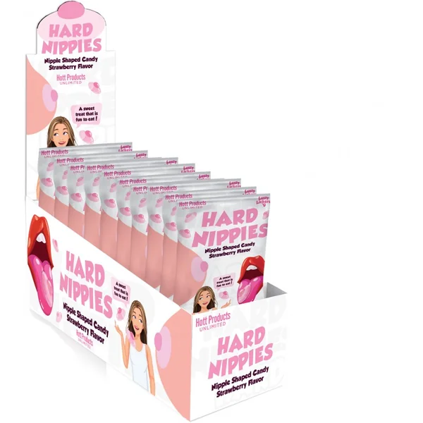HARD NIPPIES NIPPLE SHAPED CANDY 12 PC DISPLAY STRAWBERRY