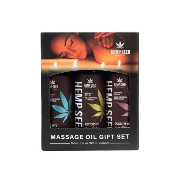 HEMP SEED VALENTINE’S 2025 MASSAGE OIL TRIO GIFT SET 1.75 OZ