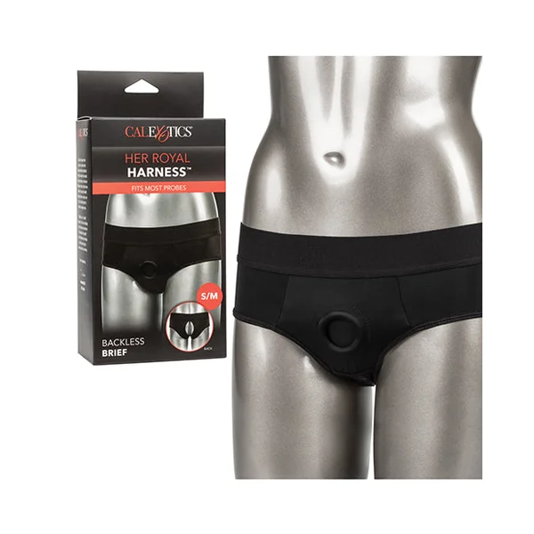 Her Royal Harness Backless Brief - Black