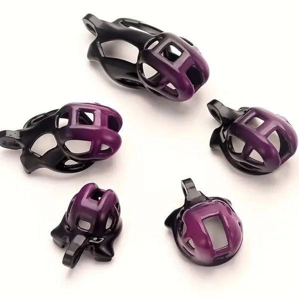 High-Quality Gradient Durable ABS Male Chastity Cage With Double Penis Rings