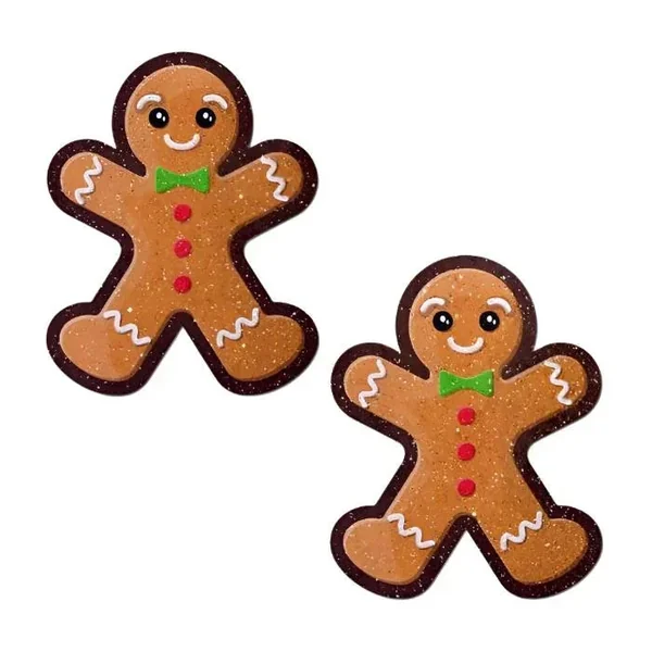 Holiday Gingerbread Man Glitter Velvet Nipple Pasties