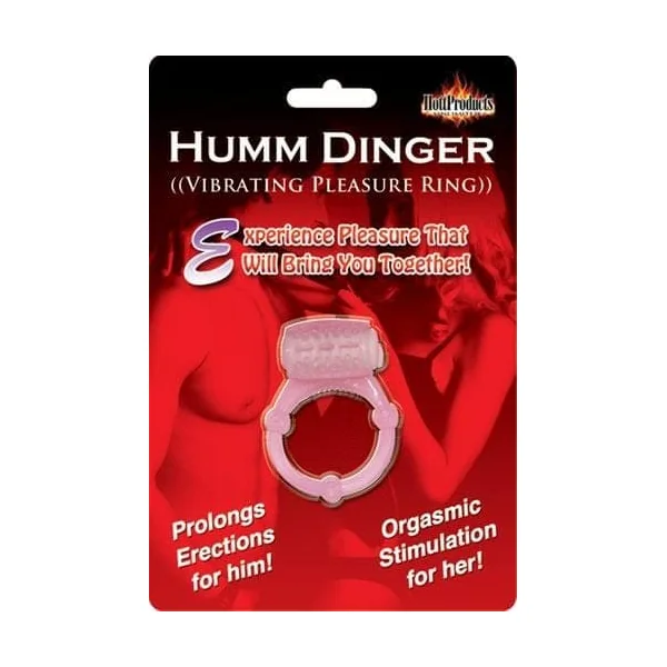 Humm Dinger Vibrating Penis Ring Clitoral Stimulator - Magenta