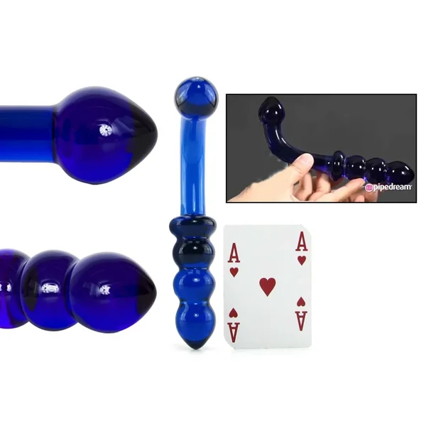 Icicles No 31 Double Side Glass Butt Plug 9.5 Inch Blue