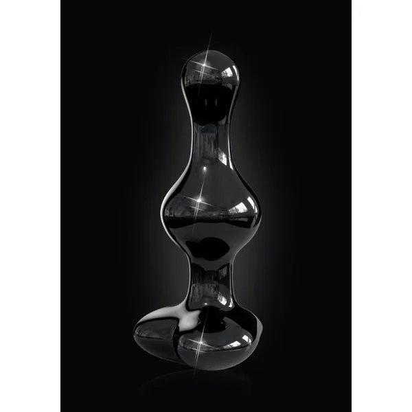 Icicles No 74 Beaded Heart Shaped Glass Anal Plug – Black